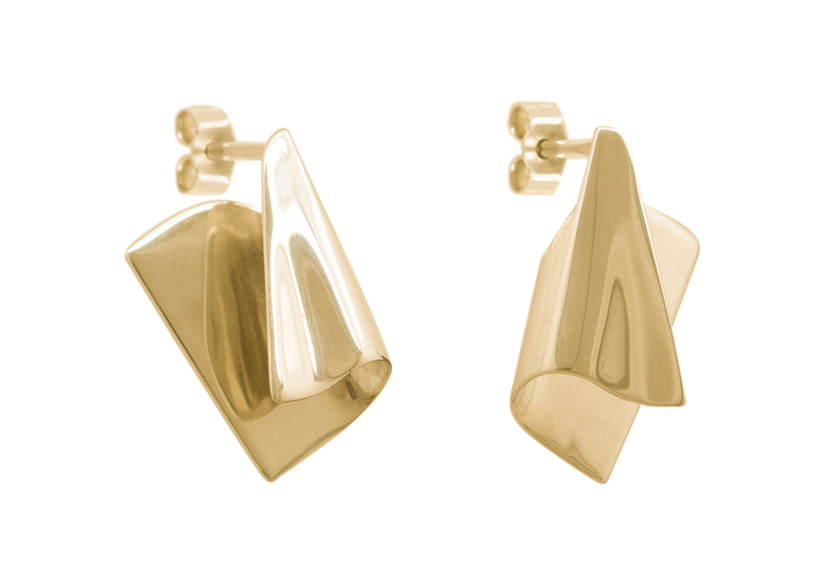 Folded Cuff Earrings, Yellow Gold