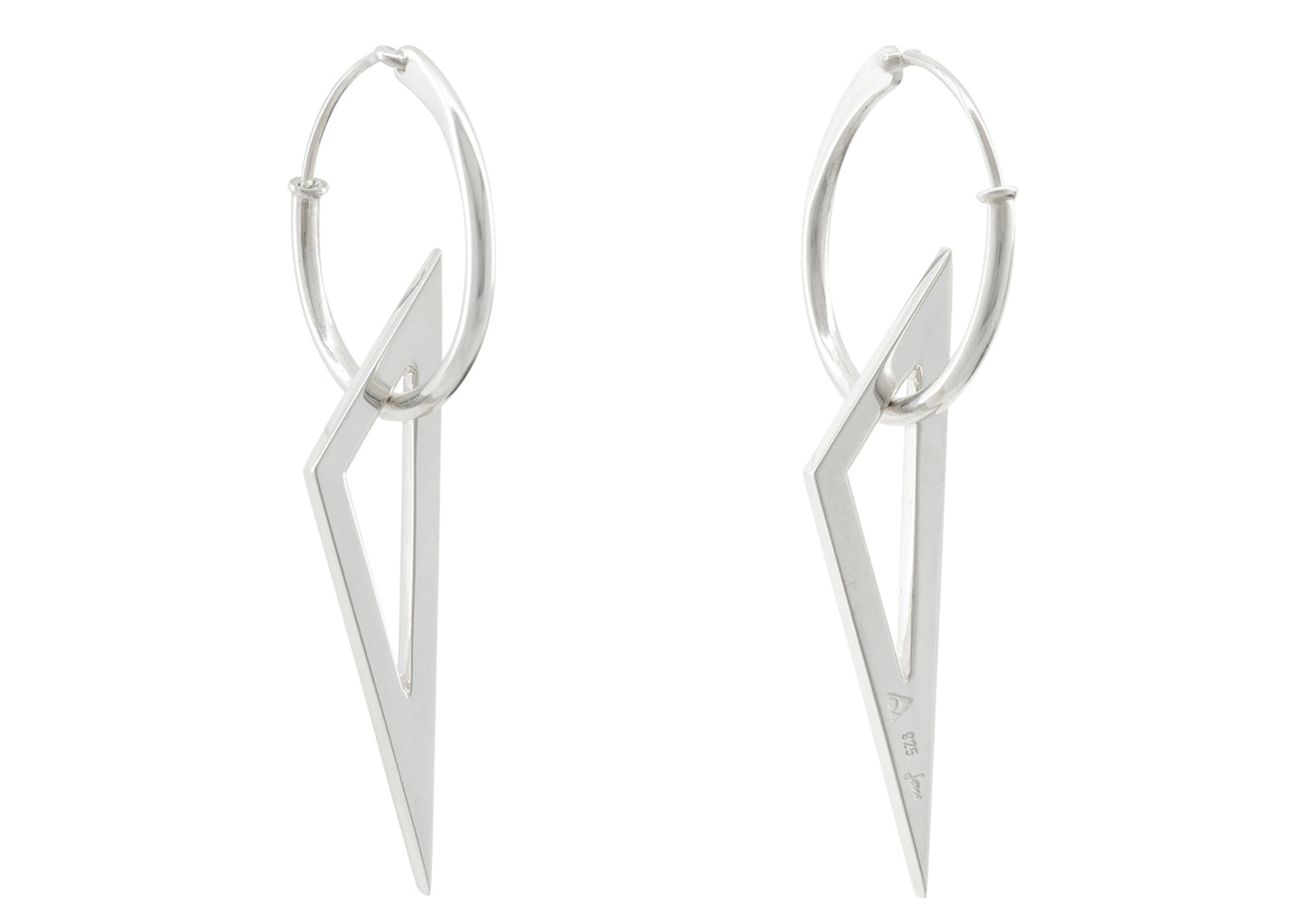 E30 Open Triangle Hoop Earrings, Sterling Silver