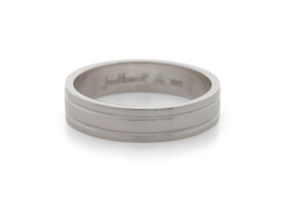 Grooved Wedding Band, White Gold & Platinum