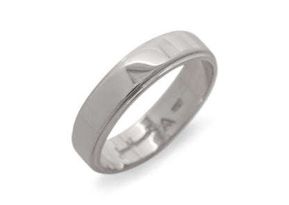 Stepped Edge Wedding Band, White Gold & Platinum