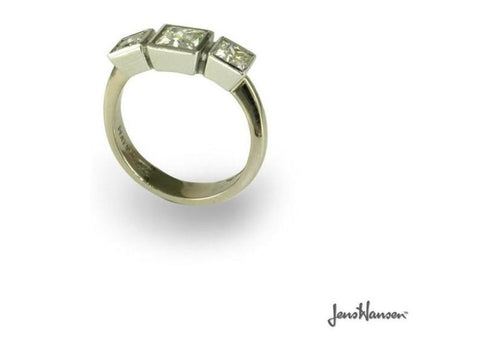 Personalised 3 Gemstone Ring, White Gold, Platinum & Palladium