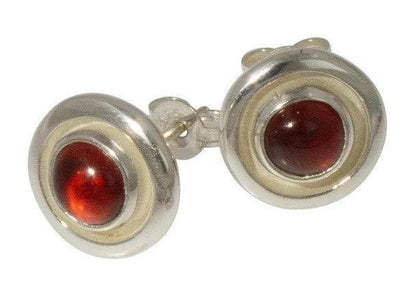 Sterling Silver Cabochon cut Garnet Earrings   - Jens Hansen