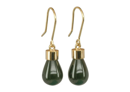 New Zealand Greenstone 'Pounamu' Earrings, Yellow Gold   - Jens Hansen - 1