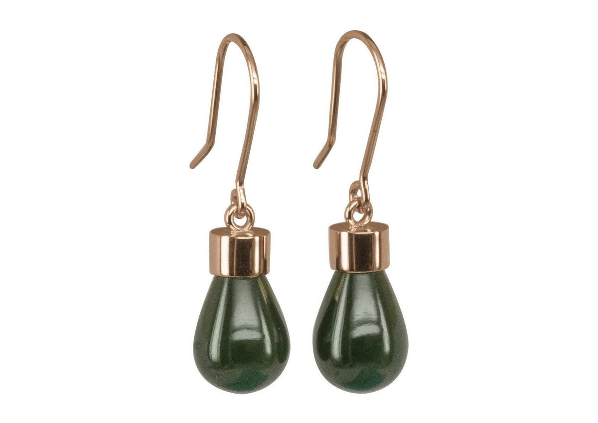 New Zealand Greenstone 'Pounamu' Earrings, Red Gold