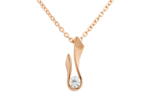 Flame Pendant with Round Diamond, Red Gold