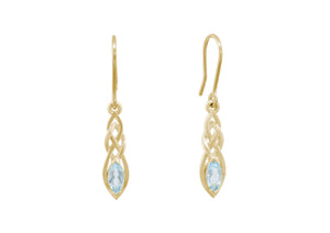 Marquise Gemstone Elvish Woodland Earrings, Yellow Gold