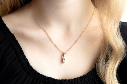 Flame Pendant with Pear Diamond, Yellow Gold