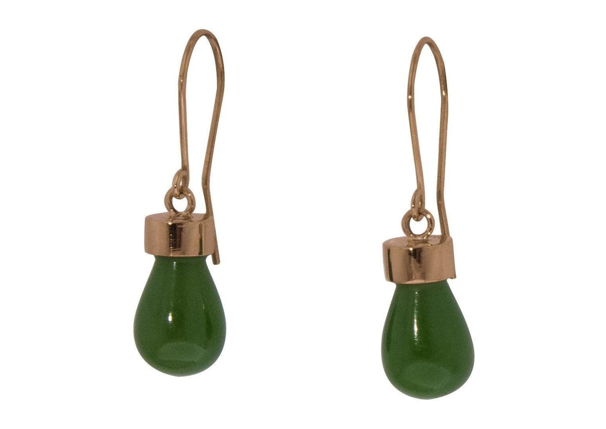 New Zealand Greenstone 'Pounamu' Earrings, Red Gold