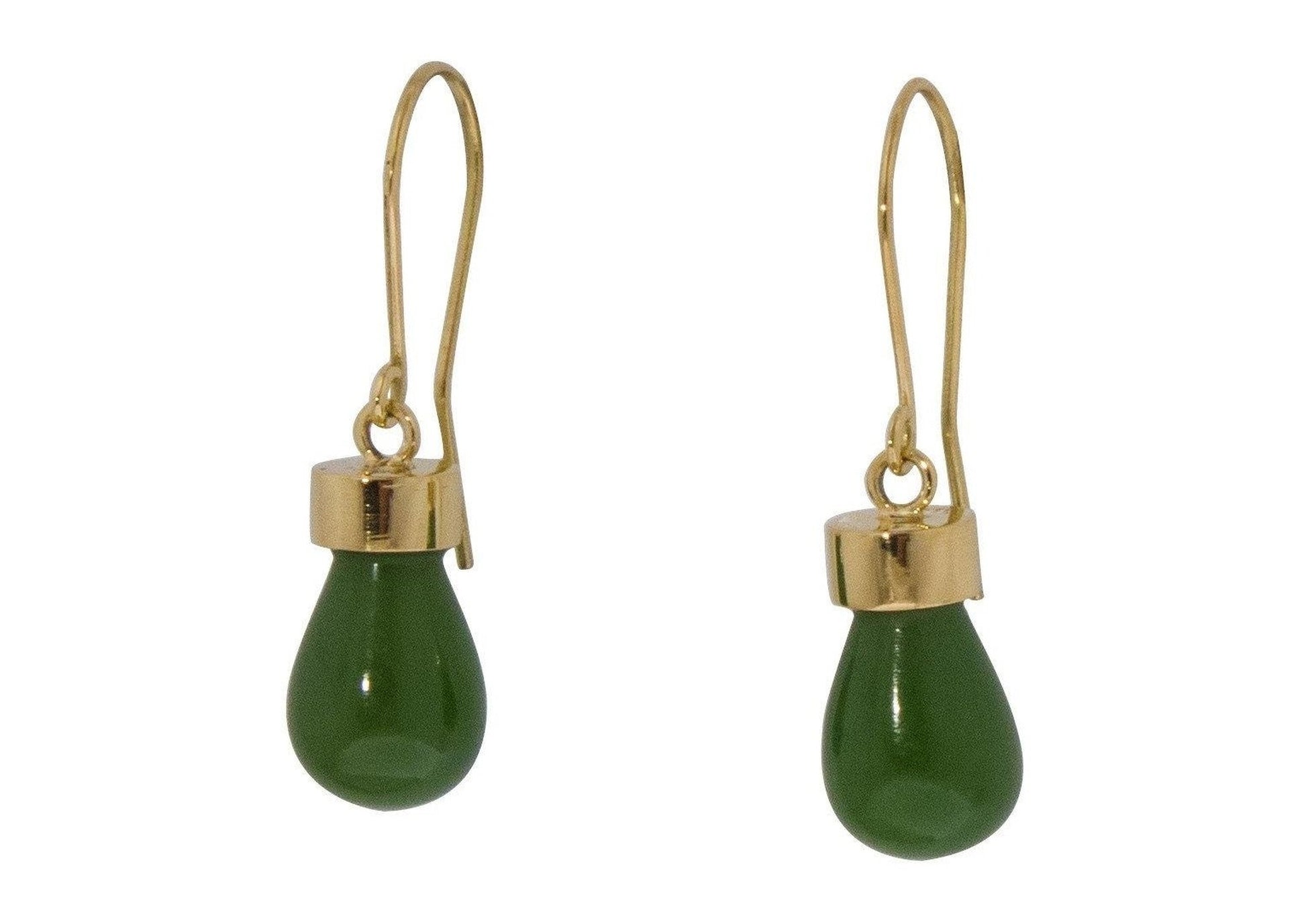 New Zealand Greenstone 'Pounamu' Earrings, Yellow Gold   - Jens Hansen - 2