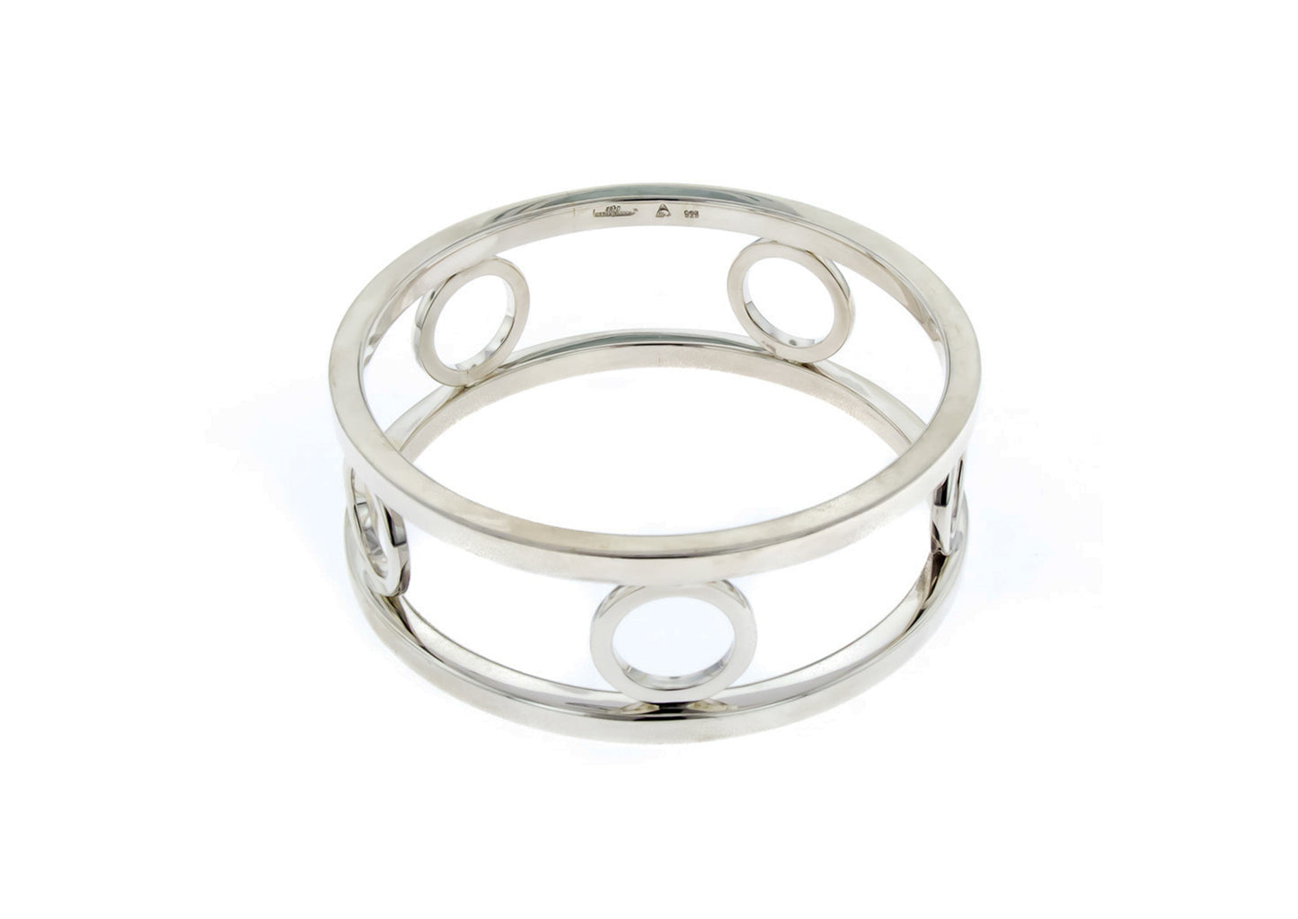 Double Rail & Circles Bangle, Sterling Silver