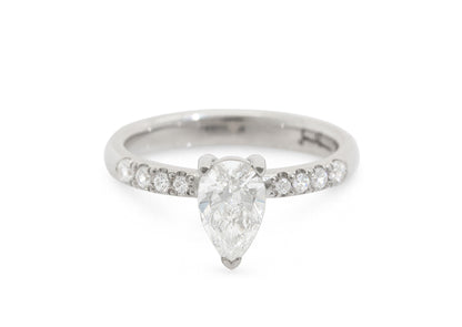 Eros Pear Diamond Engagement Ring, White Gold & Platinum