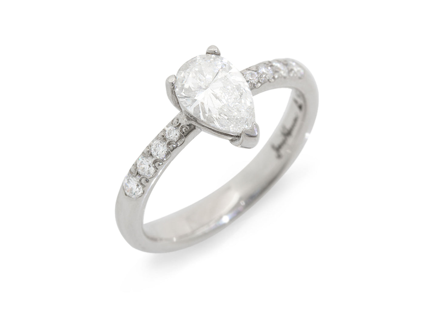 Eros Pear Diamond Engagement Ring, White Gold & Platinum