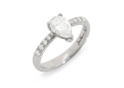 Eros Pear Diamond Engagement Ring, White Gold & Platinum