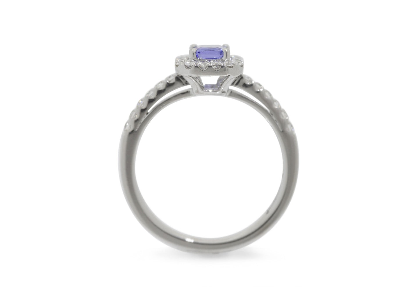 Tanzanite Diamond Halo Engagement Ring, White Gold & Platinum