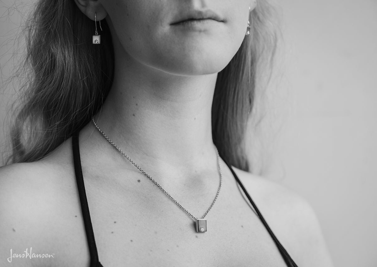 Square Love Stories Diamond Pendant, Sterling Silver