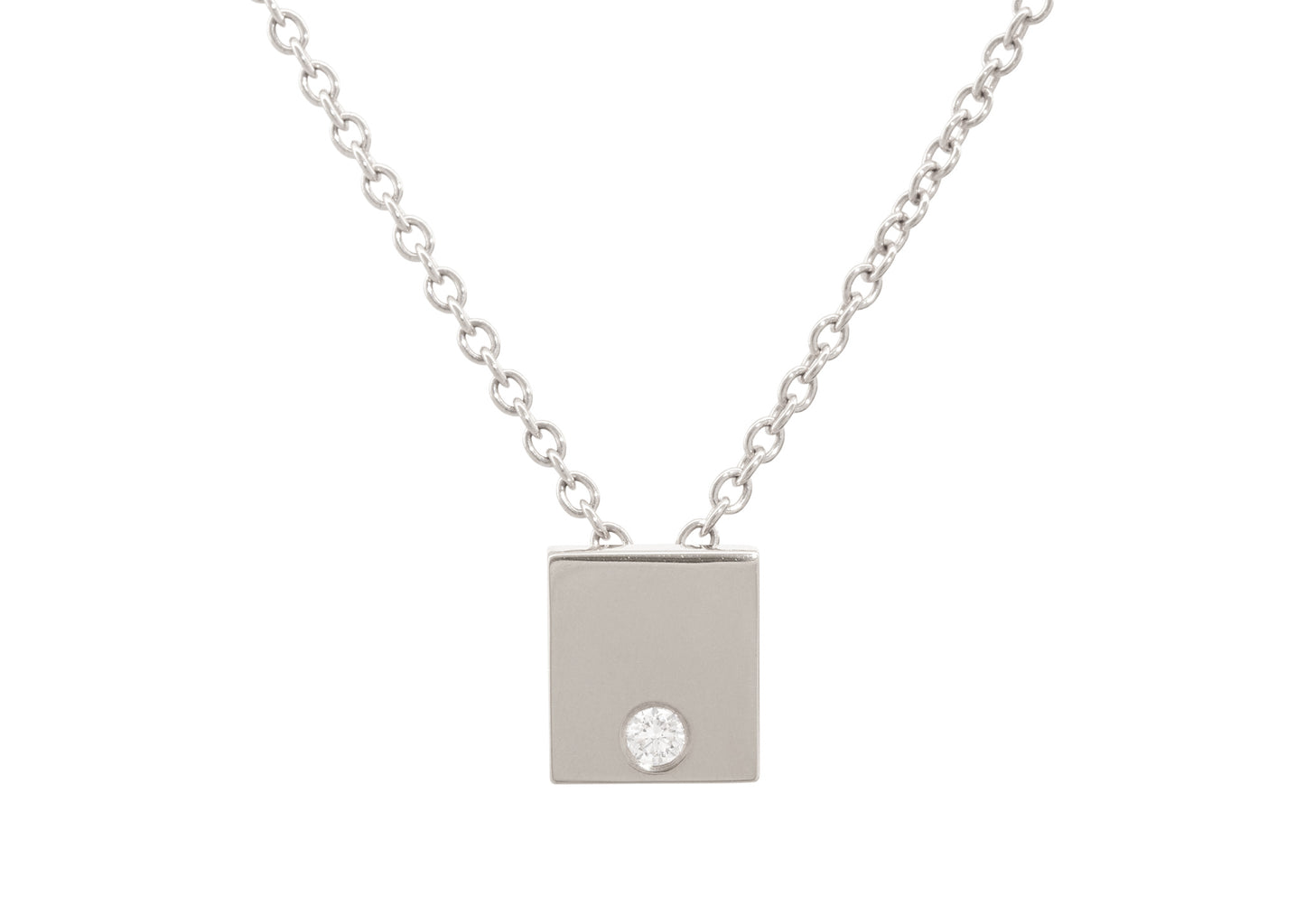 Square Love Stories Diamond Pendant, White Gold & Platinum