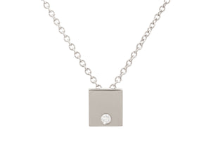 Square Love Stories Diamond Pendant, White Gold & Platinum
