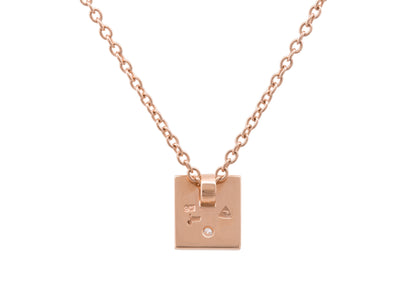 Square Love Stories Diamond Pendant, Red Gold