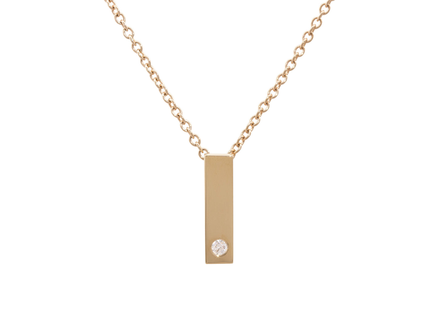 Rectangle Love Stories Diamond Pendant, Yellow Gold