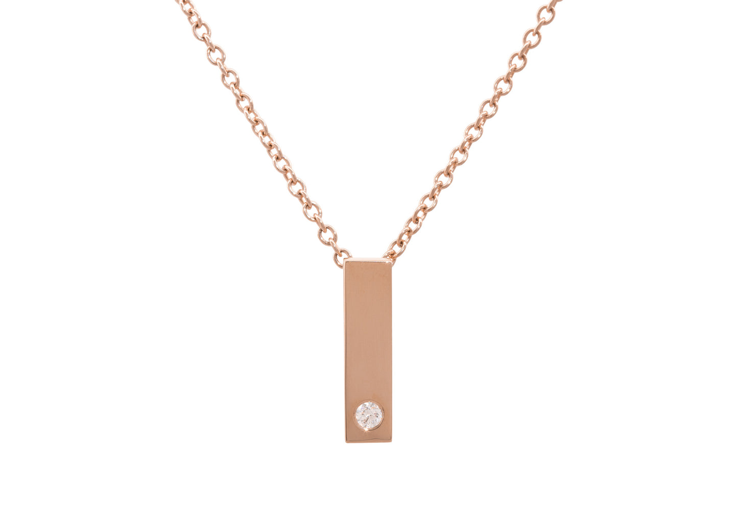 Rectangle Love Stories Diamond Pendant, Red Gold