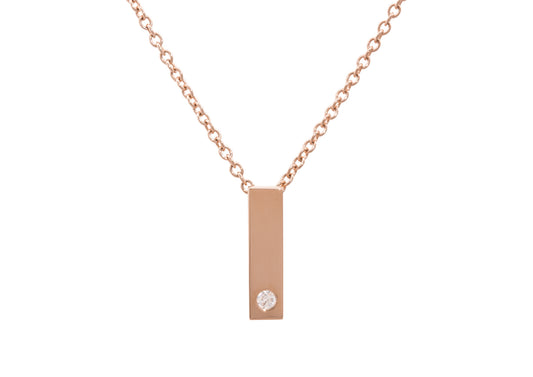 Rectangle Love Stories Diamond Pendant, Red Gold