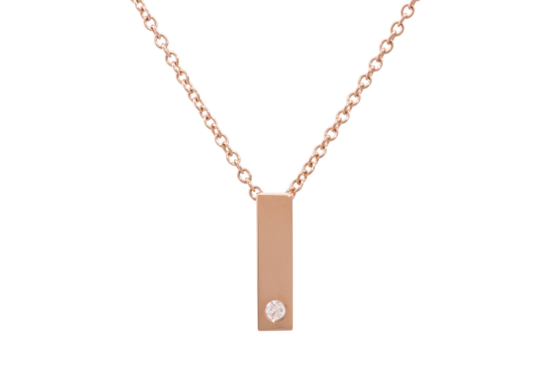 Rectangle Love Stories Diamond Pendant, Red Gold