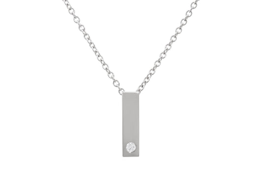 Rectangle Love Stories Diamond Pendant, Sterling Silver