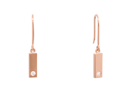 Rectangle Love Stories Diamond Earrings, Red Gold