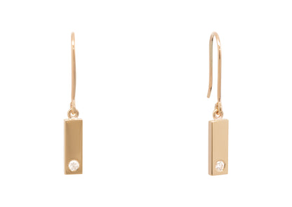 Rectangle Love Stories Diamond Earrings, Yellow Gold