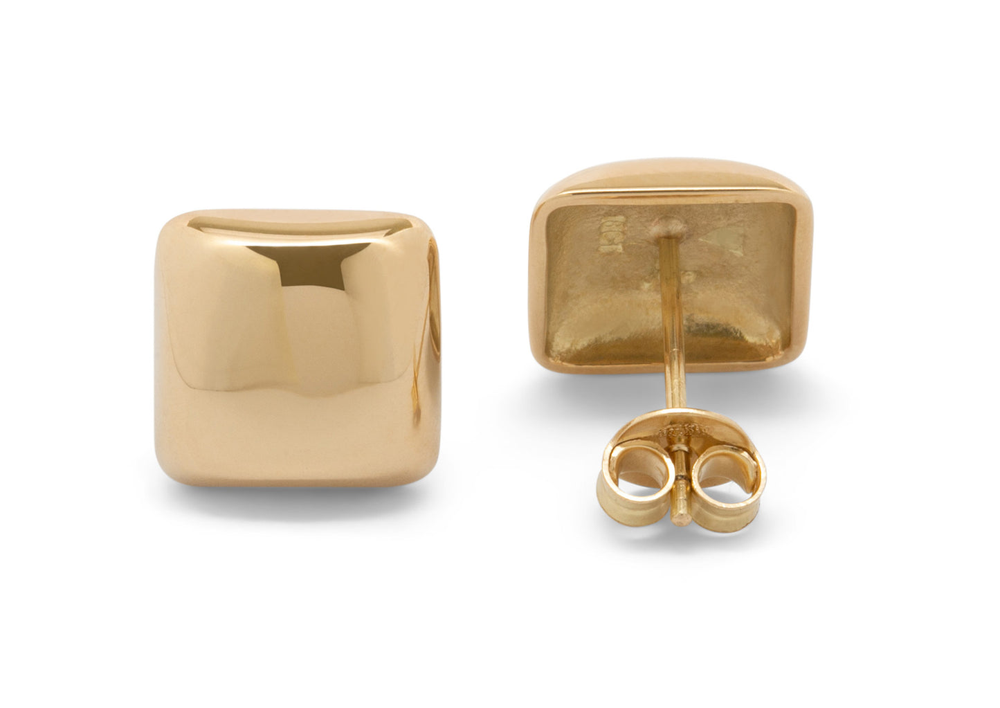 Square Domed Studs, Yellow Gold