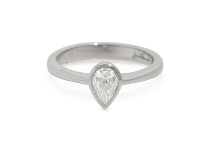 Pear Shaped Diamond Engagement Ring, White Gold & Platinum