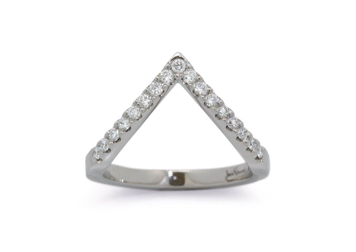 Custom Diamond Wishbone Style Wedding Band, Platinum