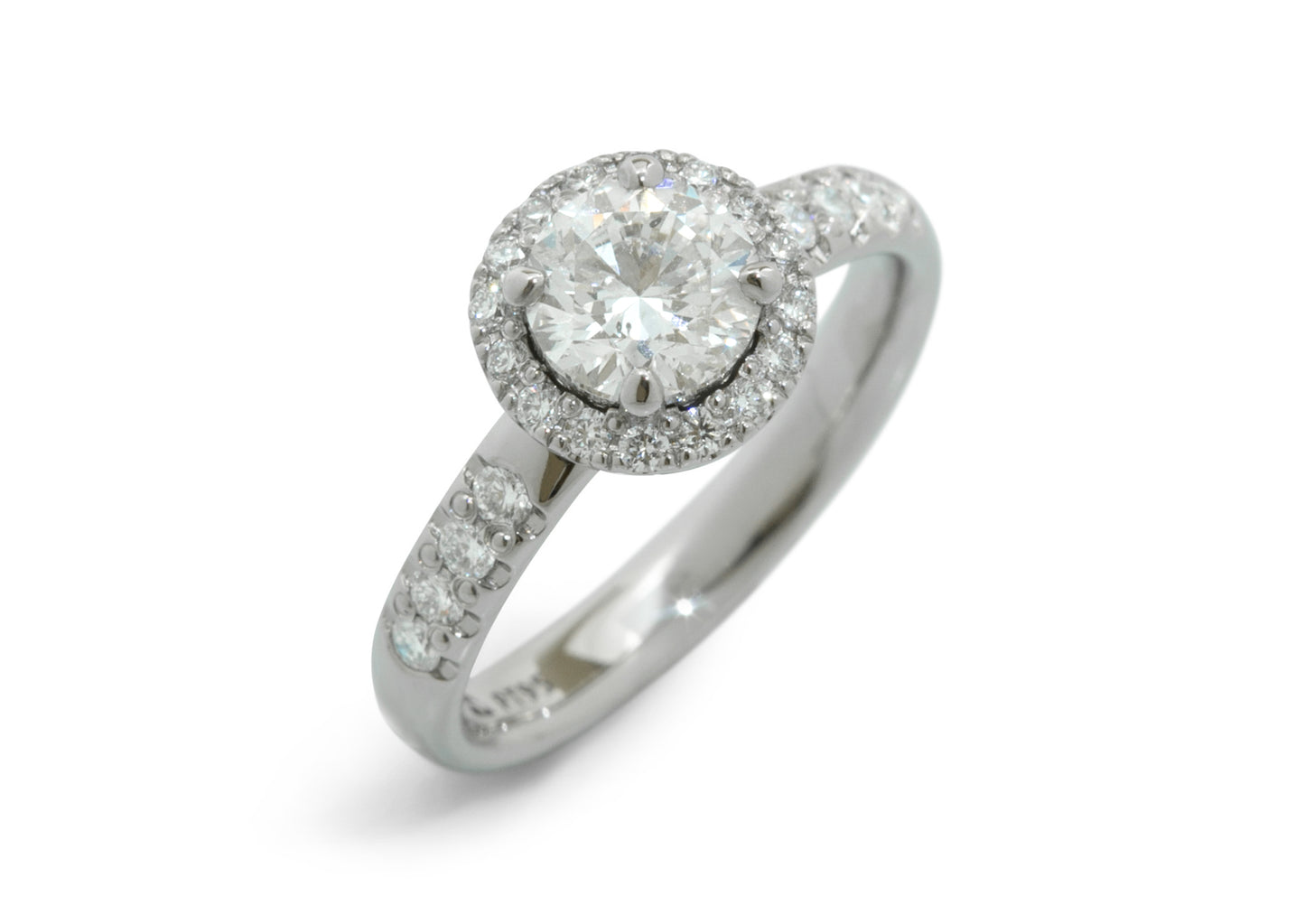 Round Diamond Halo Ring, Platinum