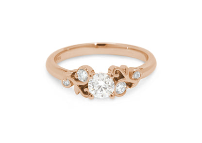 Five-Stone Diamond Elvish Vine Engagement Ring, Red Gold