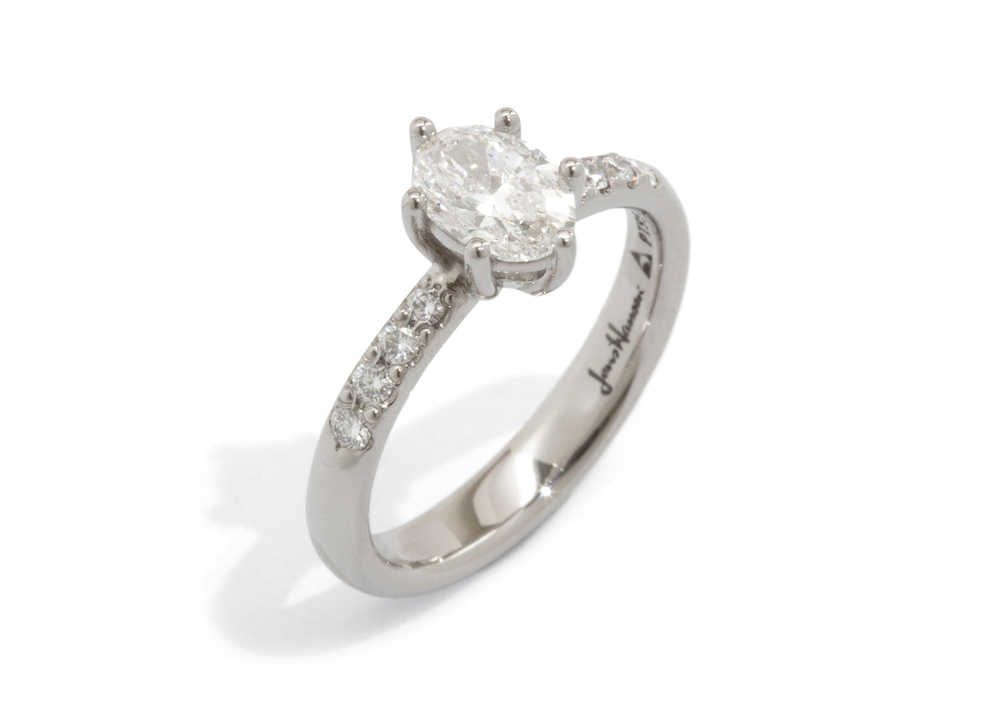 Custom Oval Diamond Engagement Ring, Platinum