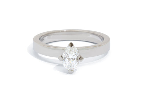 Custom Oval Diamond Solitaire Engagement Ring, Platinum