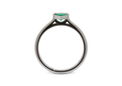 Custom Pear Shaped Emerald Ring, Platinum