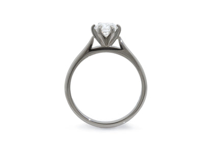 Custom Diamond Cathedral Set Engagement Ring, Platinum