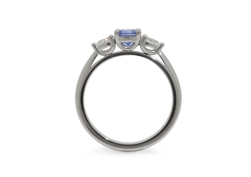 J2933 Three Stone Sapphire & Diamond Engagement Ring, Platinum