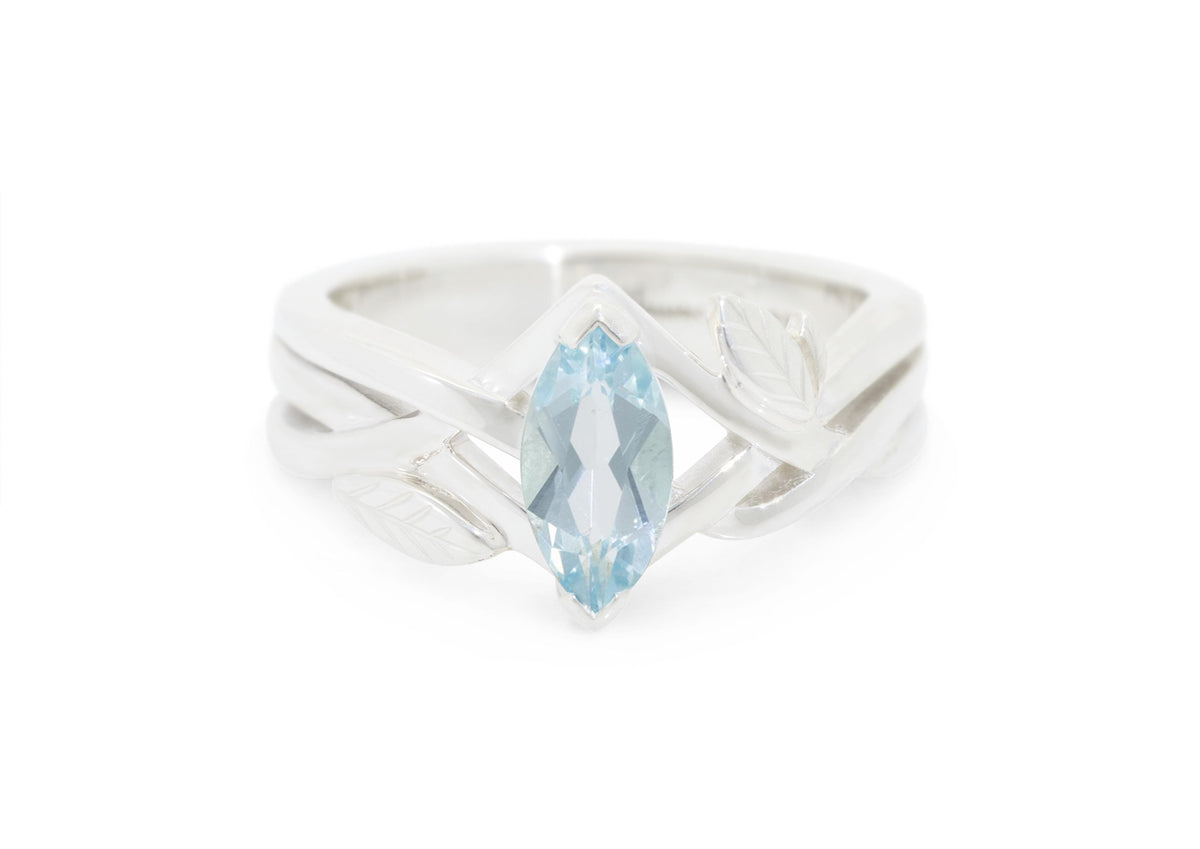 Marquise Gemstone Elvish Woodland Ring, Sterling Silver