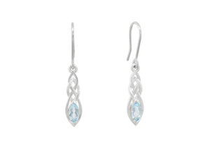 Marquise Gemstone Elvish Woodland Earrings, Sterling Silver
