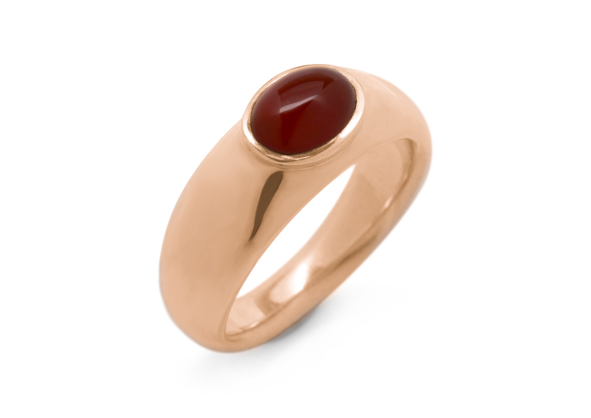 JW102 Cabochon Gemstone Ring, Red Gold