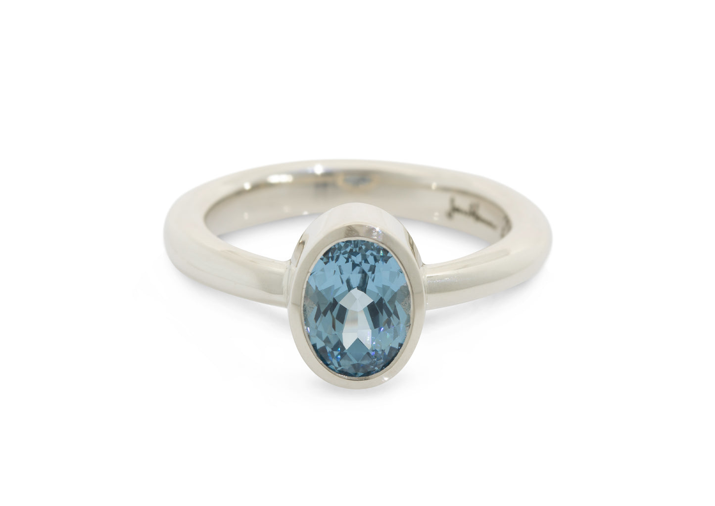 Lab Grown Aqua Blue Spinel Ring, White Gold