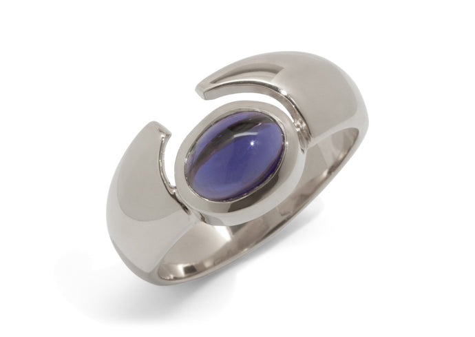 JW158 Cabochon Gemstone Ring, White Gold & Platinum