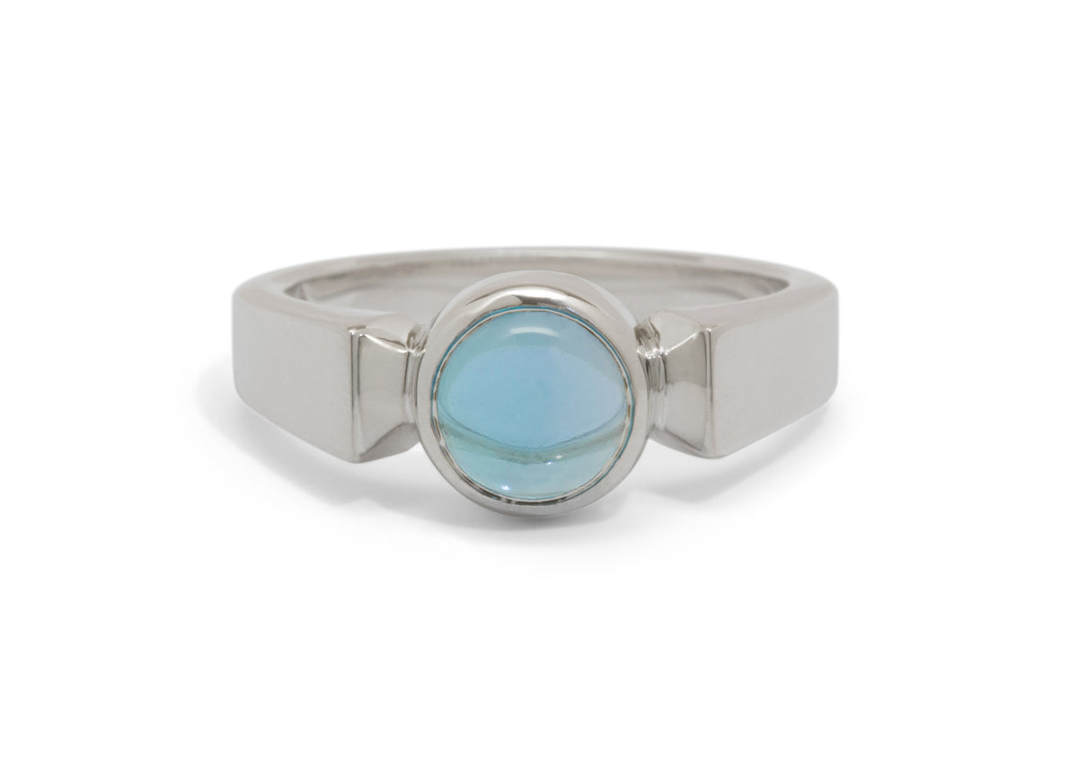 Classic Round Cabochon Gemstone Ring, Sterling Silver