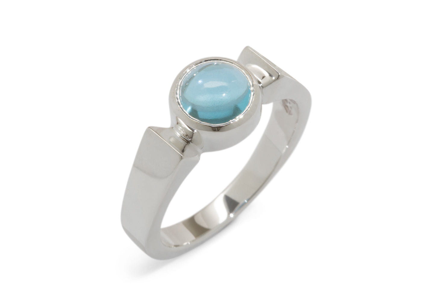 Classic Round Cabochon Gemstone Ring, Sterling Silver