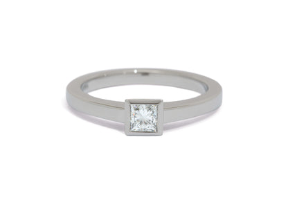 Princess Diamond Solitaire Ring, White Gold & Platinum