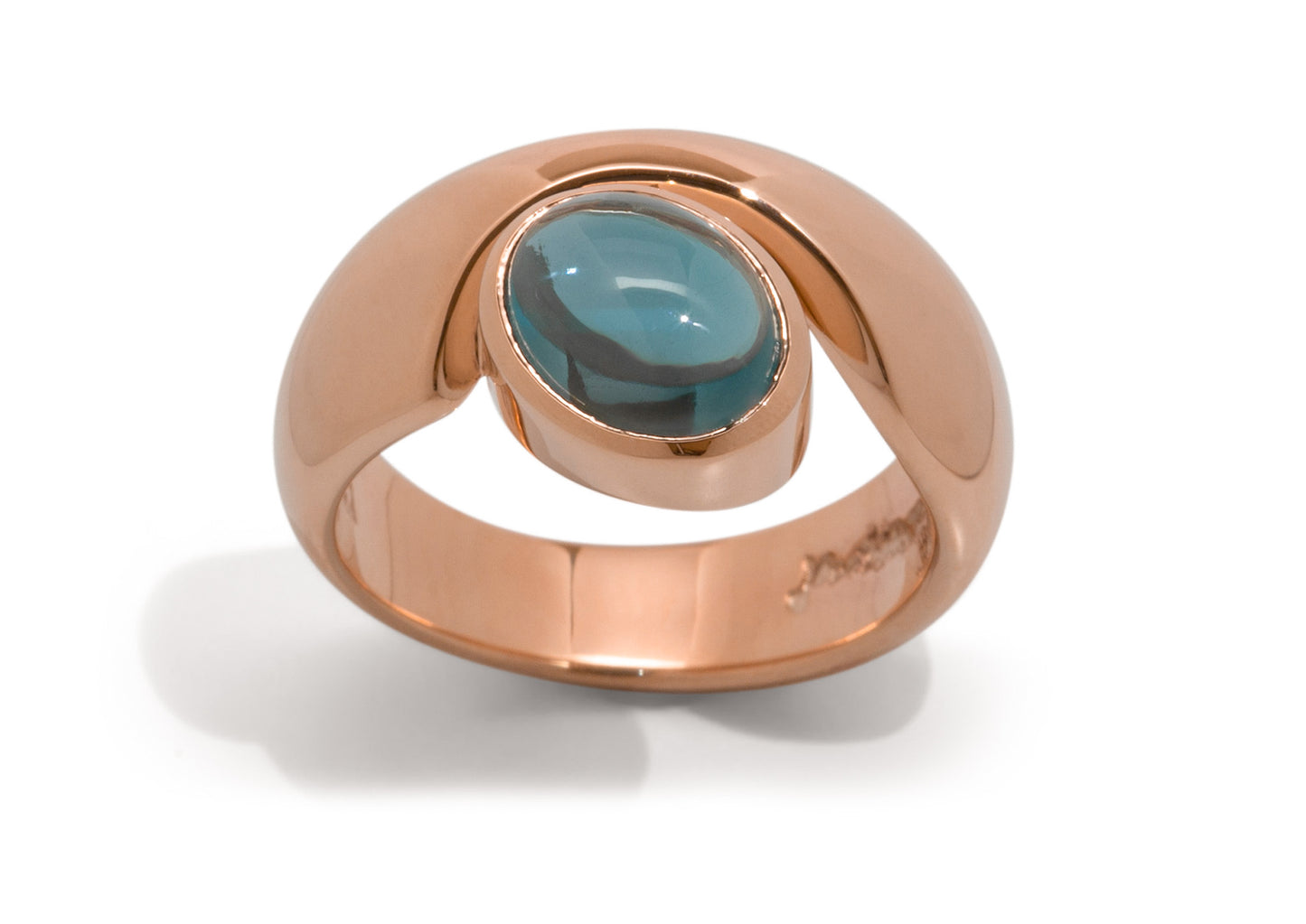 JW211 Cabochon Gemstone Ring, Red Gold