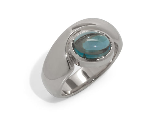 JW211 Cabochon Gemstone Ring, White Gold & Platinum