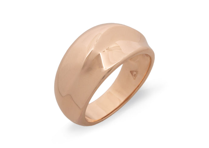 Small Domed Wave Ring, Red Gold